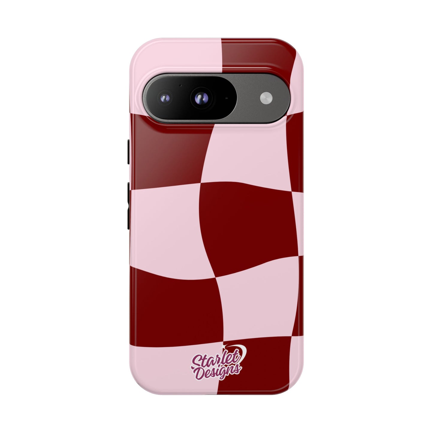 Red & Pink Wavy Checkerboard Tough Phone Case