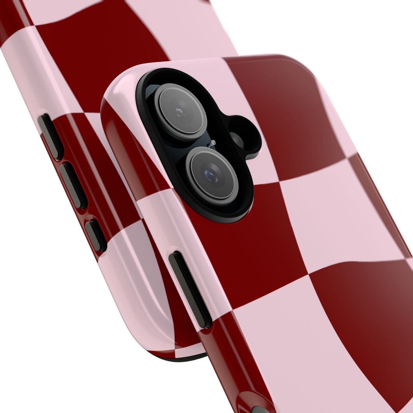 Red & Pink Wavy Checkerboard Tough Phone Case