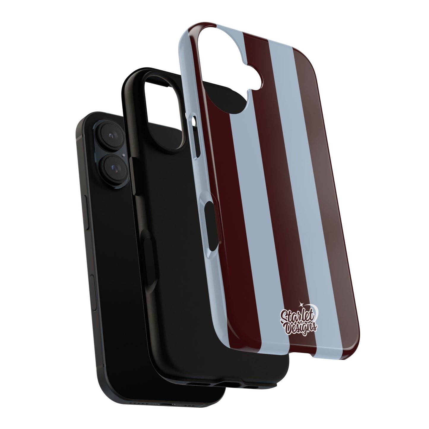 Chocolate Brown & Light Blue Striped Tough Phone Case