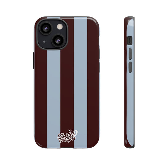 Chocolate Brown & Light Blue Striped Tough Phone Case