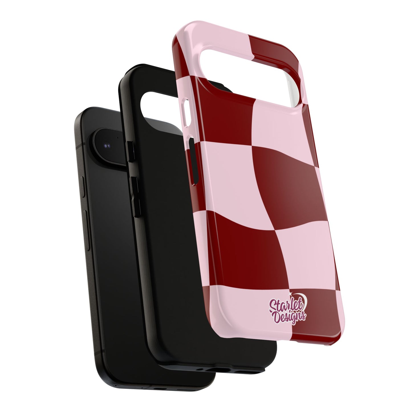 Red & Pink Wavy Checkerboard Tough Phone Case