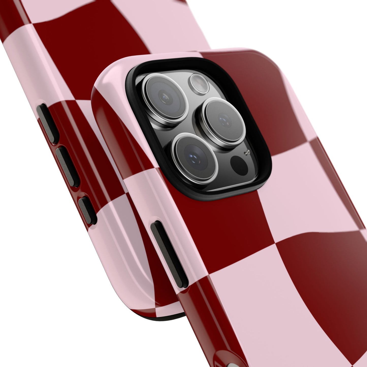 Red & Pink Wavy Checkerboard Tough Phone Case