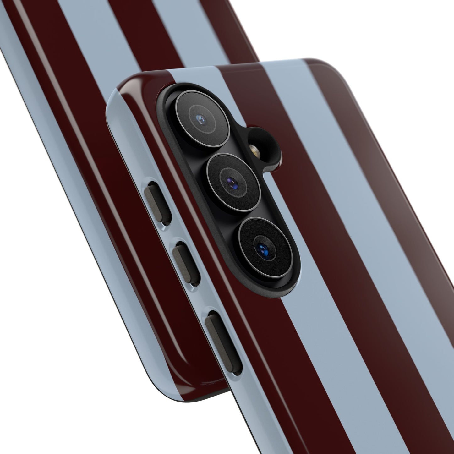 Chocolate Brown & Light Blue Striped Tough Phone Case