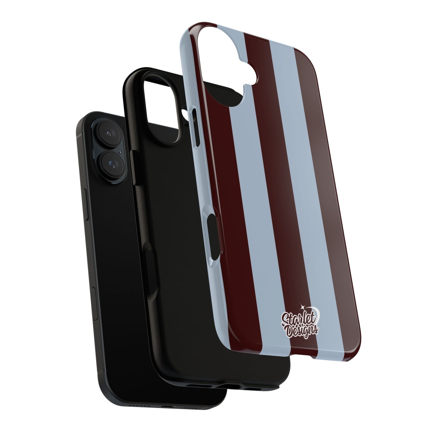 Chocolate Brown & Light Blue Striped Tough Phone Case