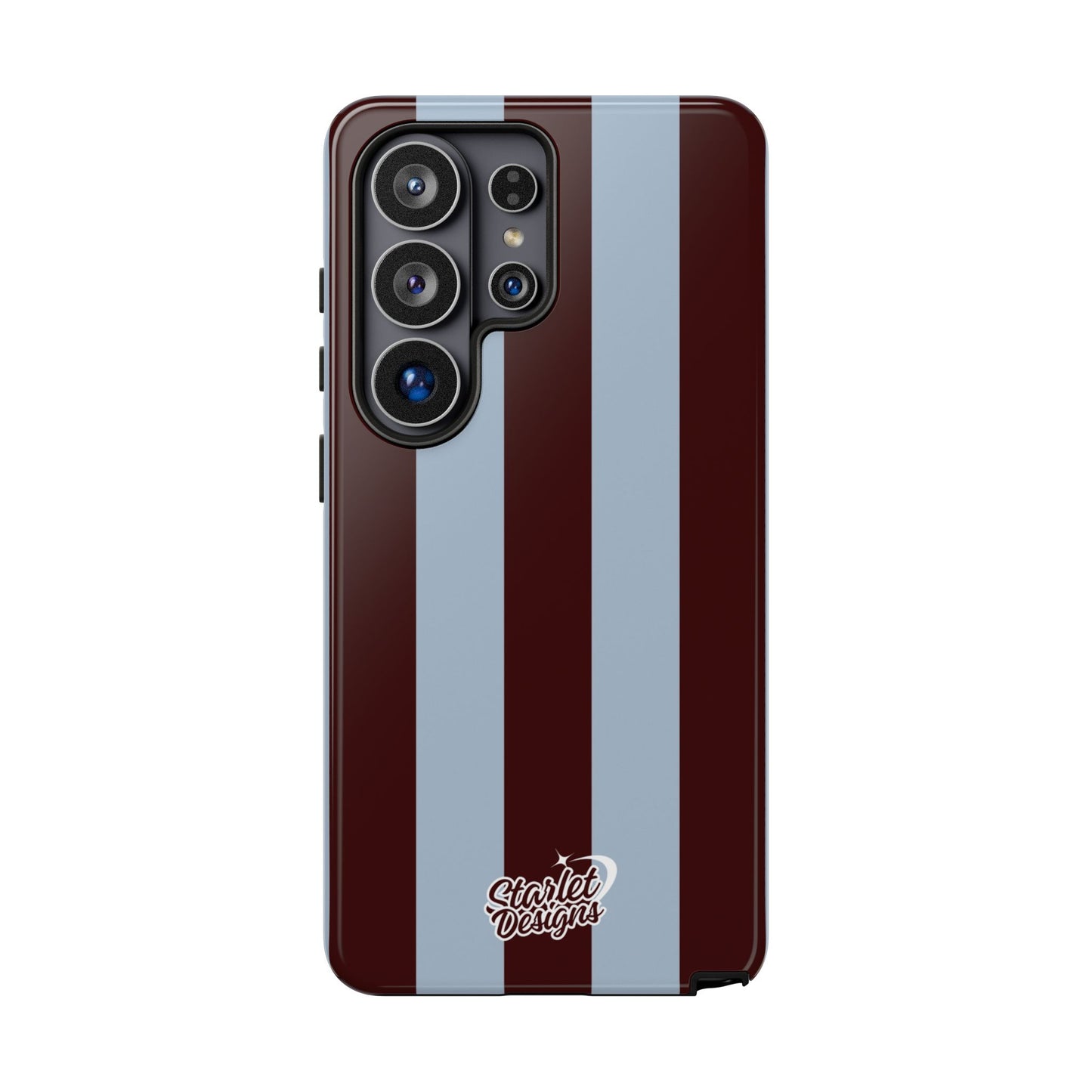 Chocolate Brown & Light Blue Striped Tough Phone Case