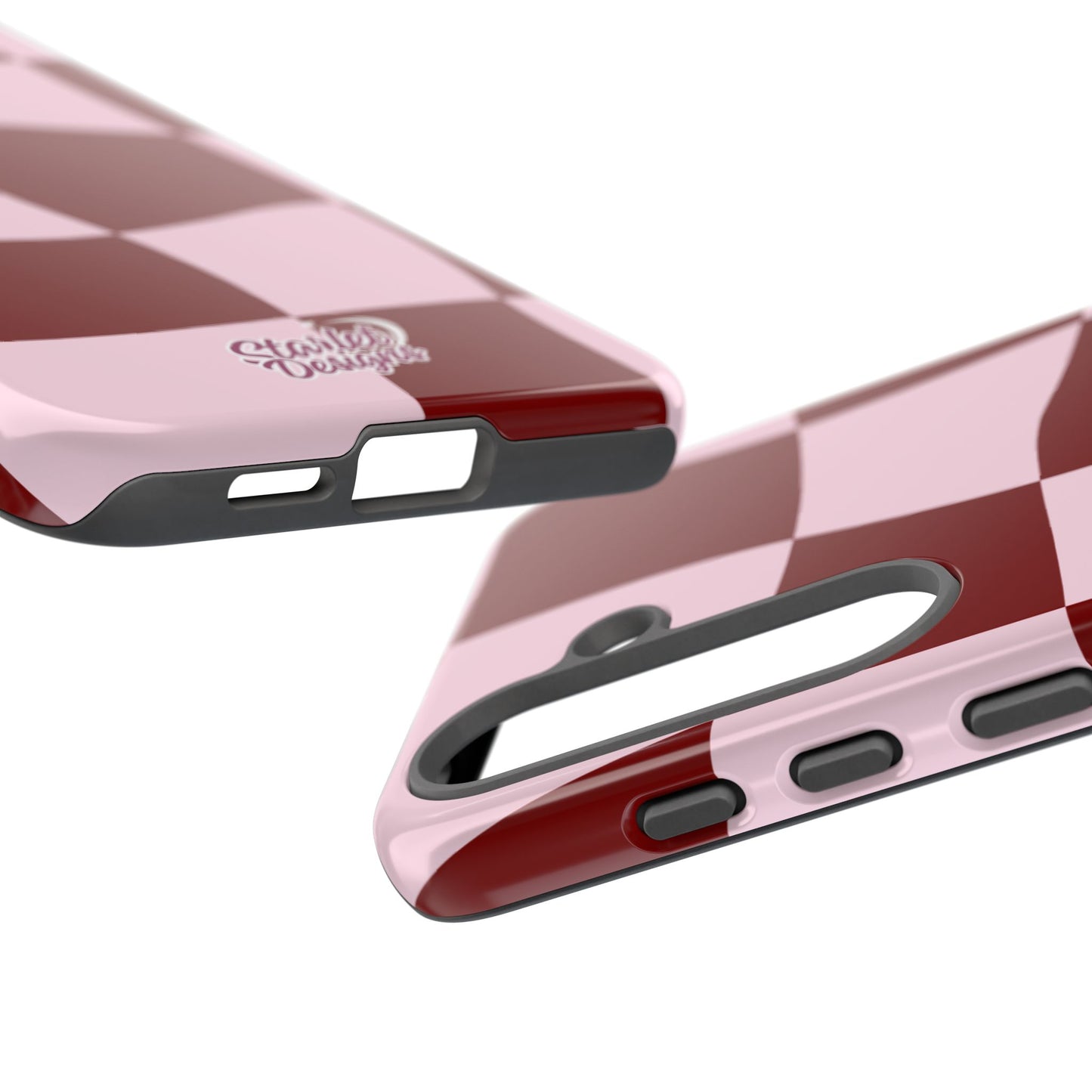 Red & Pink Wavy Checkerboard Tough Phone Case