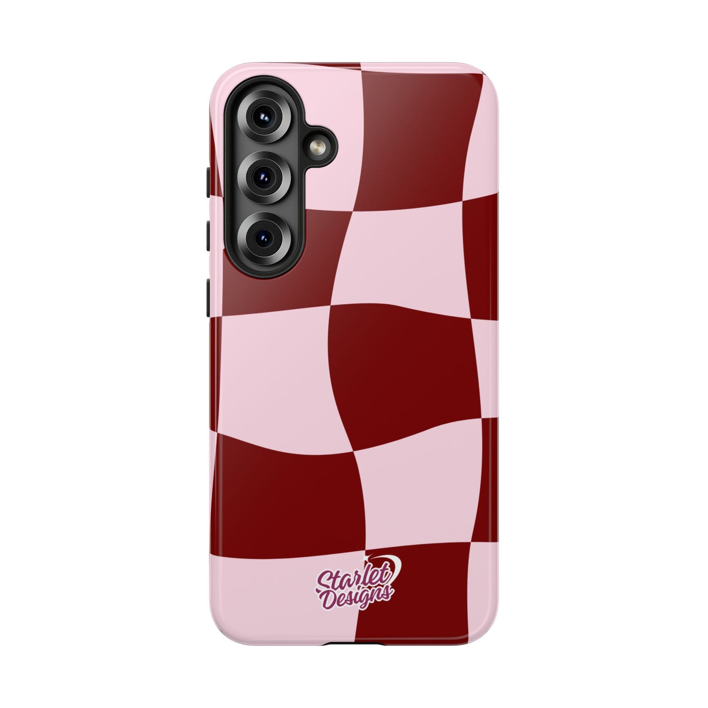 Red & Pink Wavy Checkerboard Tough Phone Case