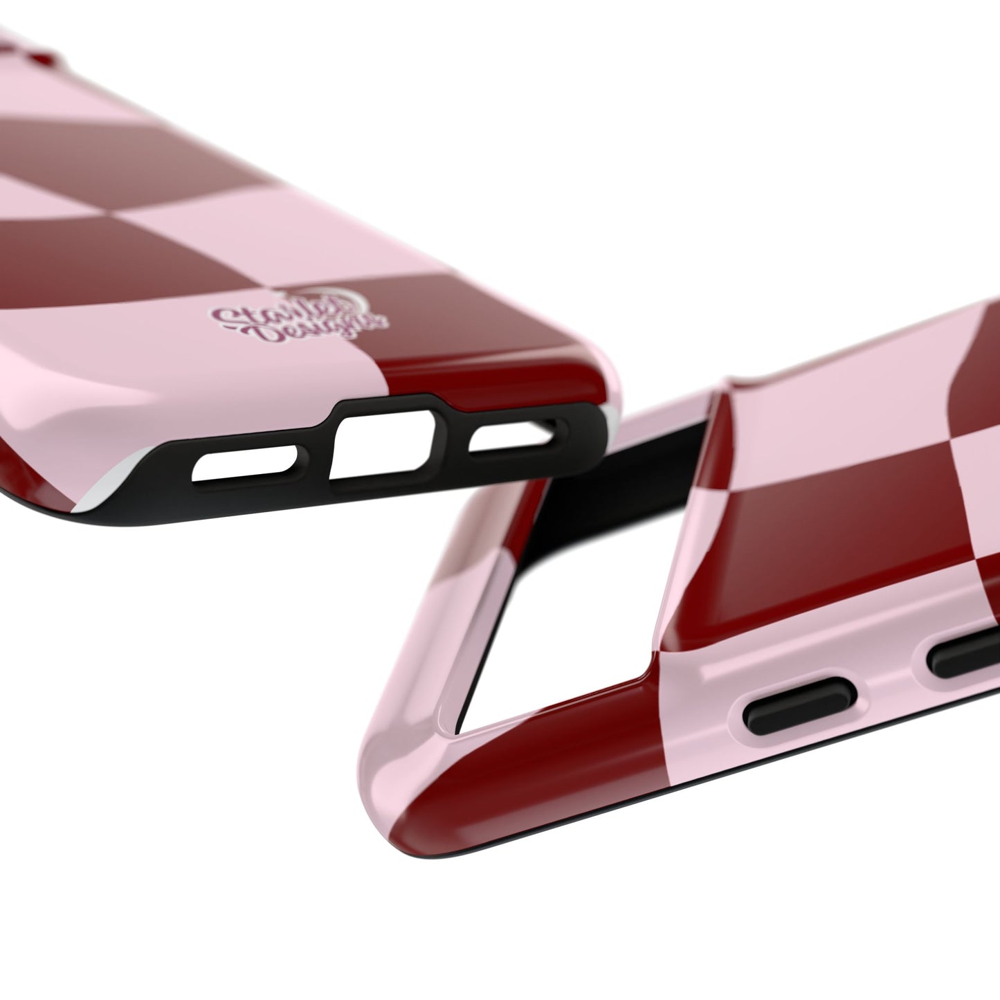 Red & Pink Wavy Checkerboard Tough Phone Case