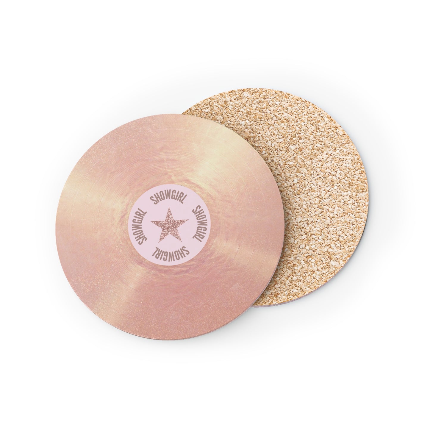 Pink Champagne Vinyl Record Showgirl Coasters