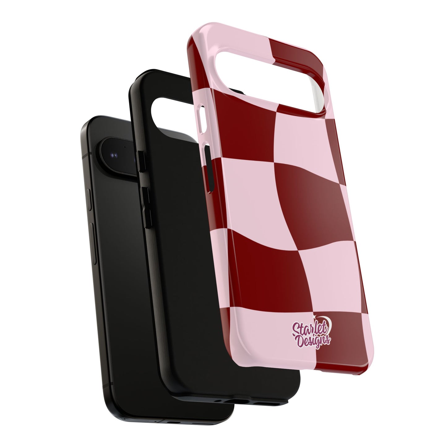 Red & Pink Wavy Checkerboard Tough Phone Case