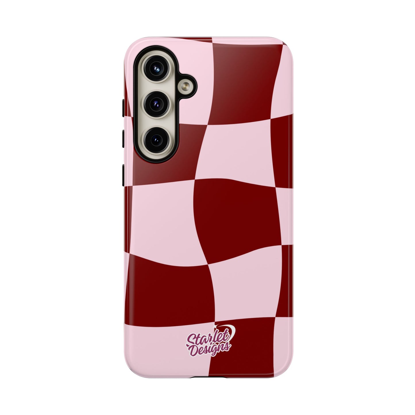 Red & Pink Wavy Checkerboard Tough Phone Case