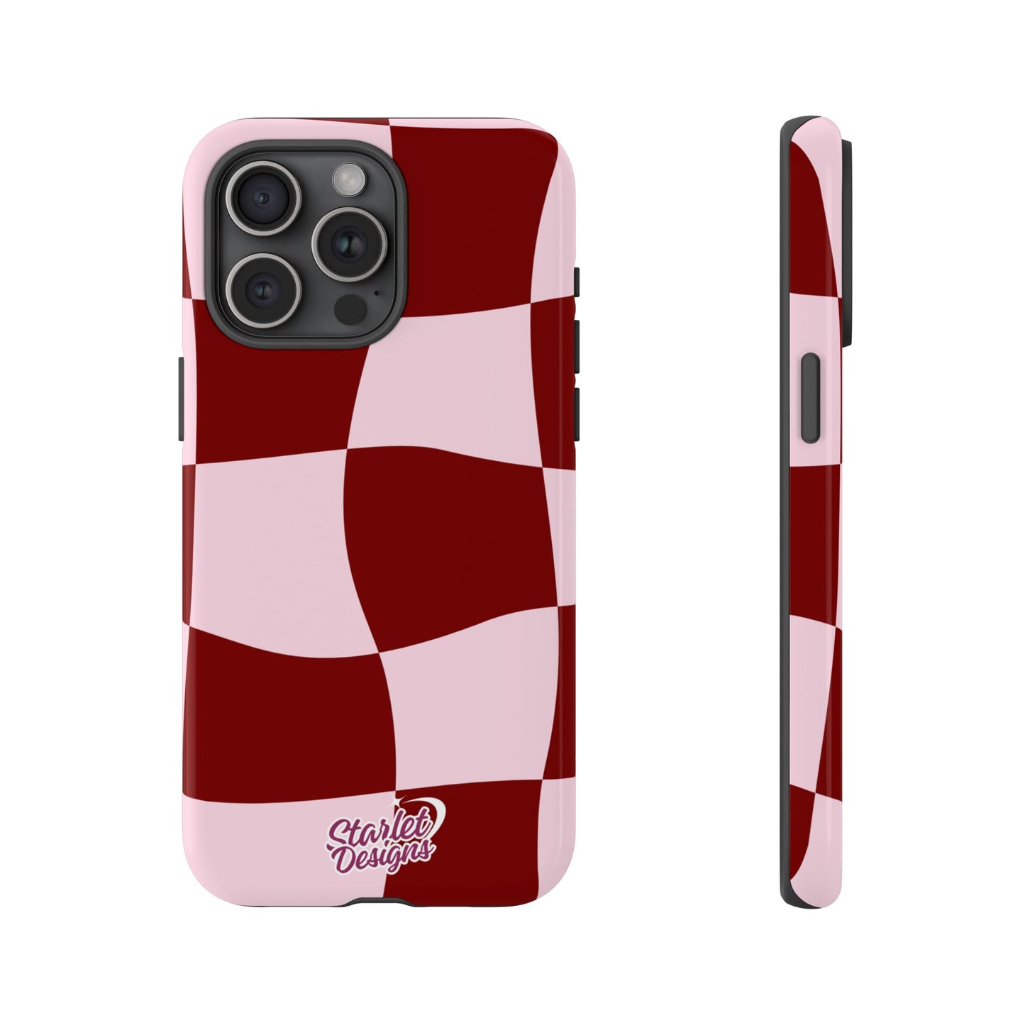 Red & Pink Wavy Checkerboard Tough Phone Case