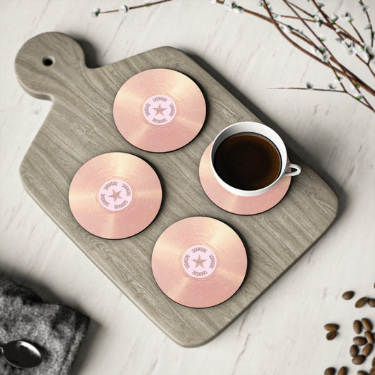 Pink Champagne Vinyl Record Showgirl Coasters