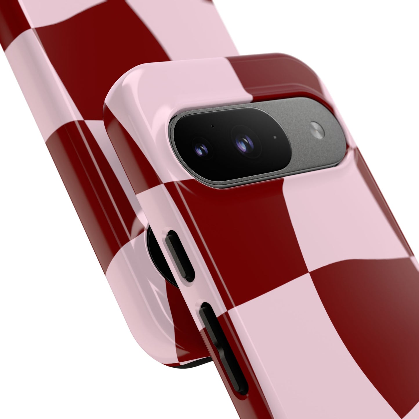 Red & Pink Wavy Checkerboard Tough Phone Case