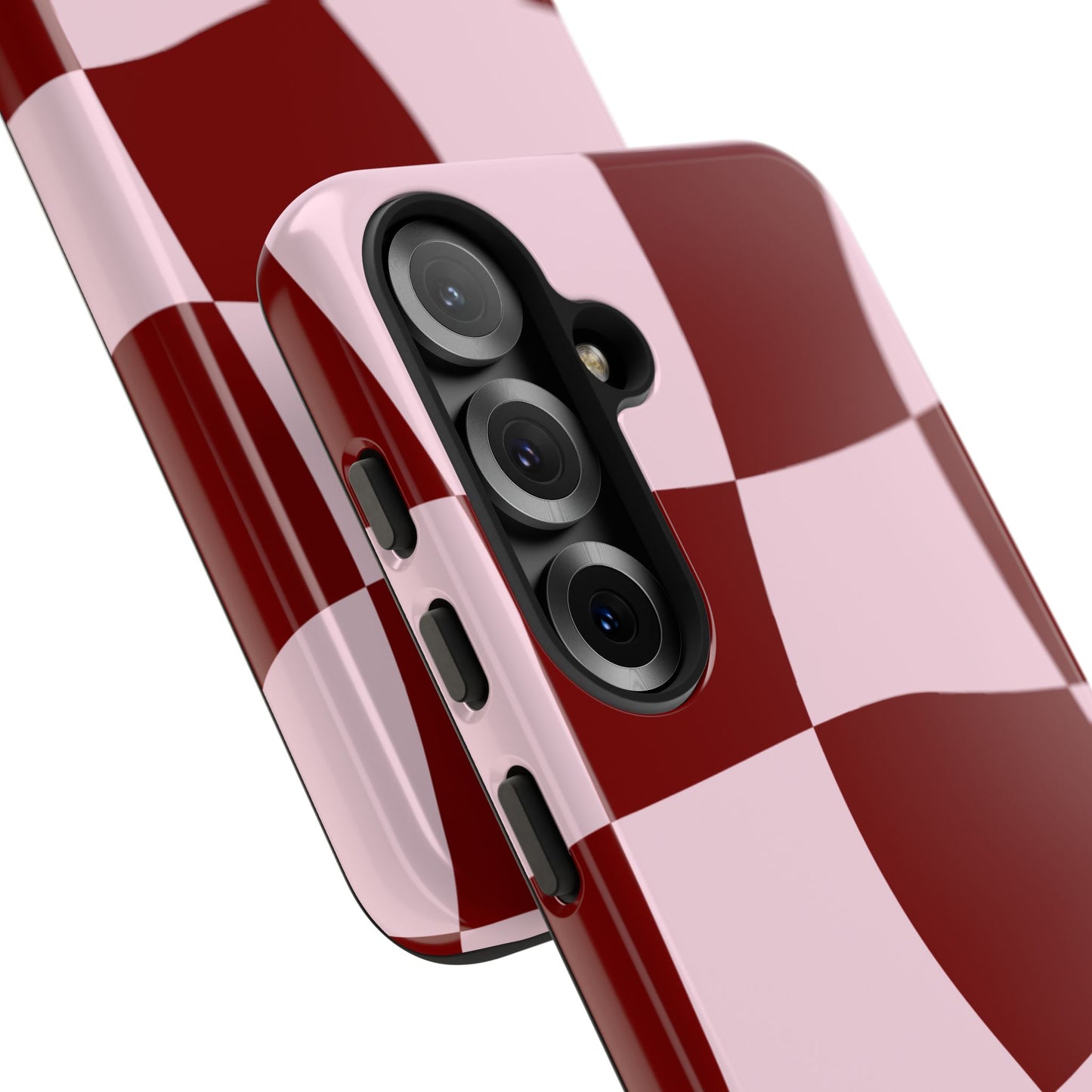 Red & Pink Wavy Checkerboard Tough Phone Case