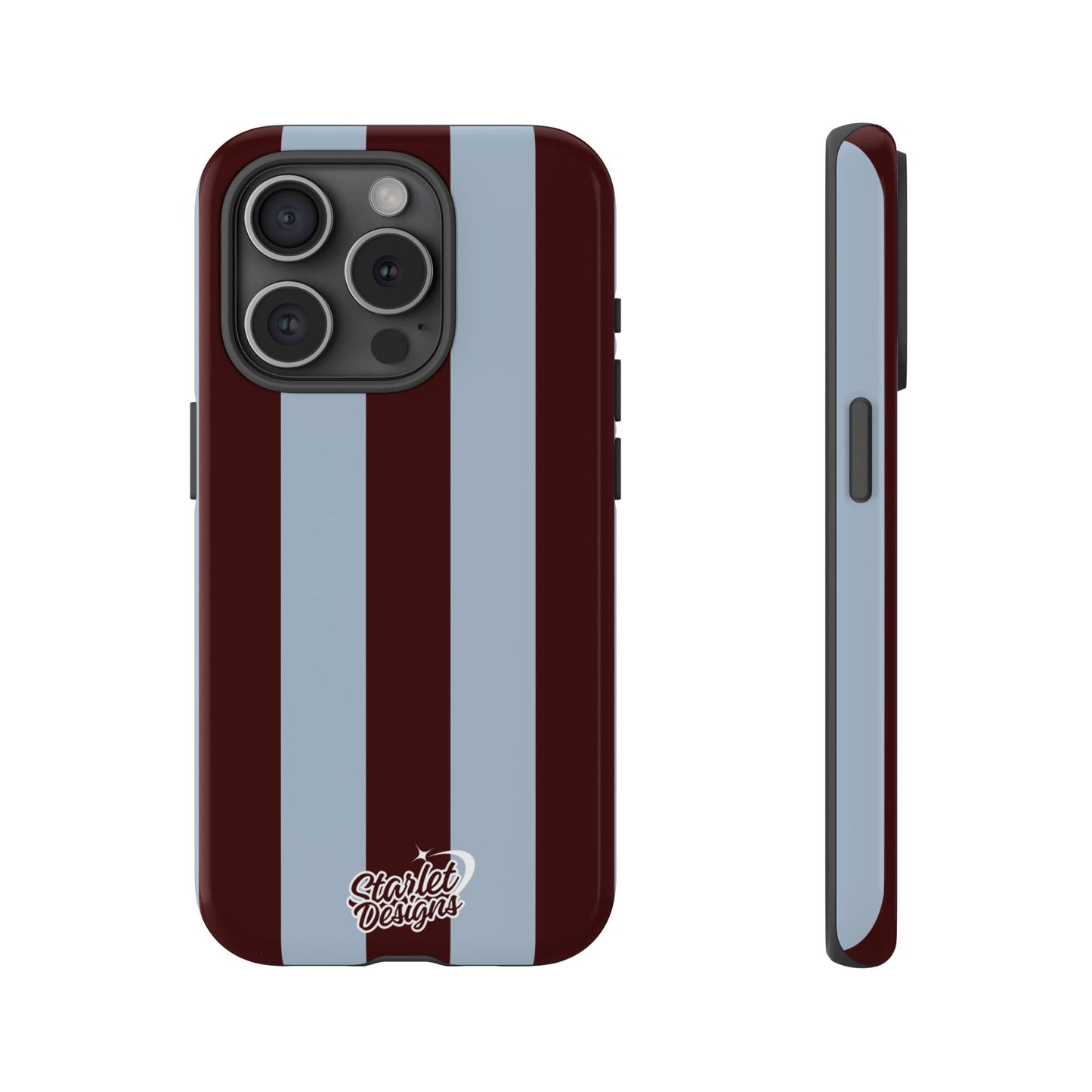 Chocolate Brown & Light Blue Striped Tough Phone Case
