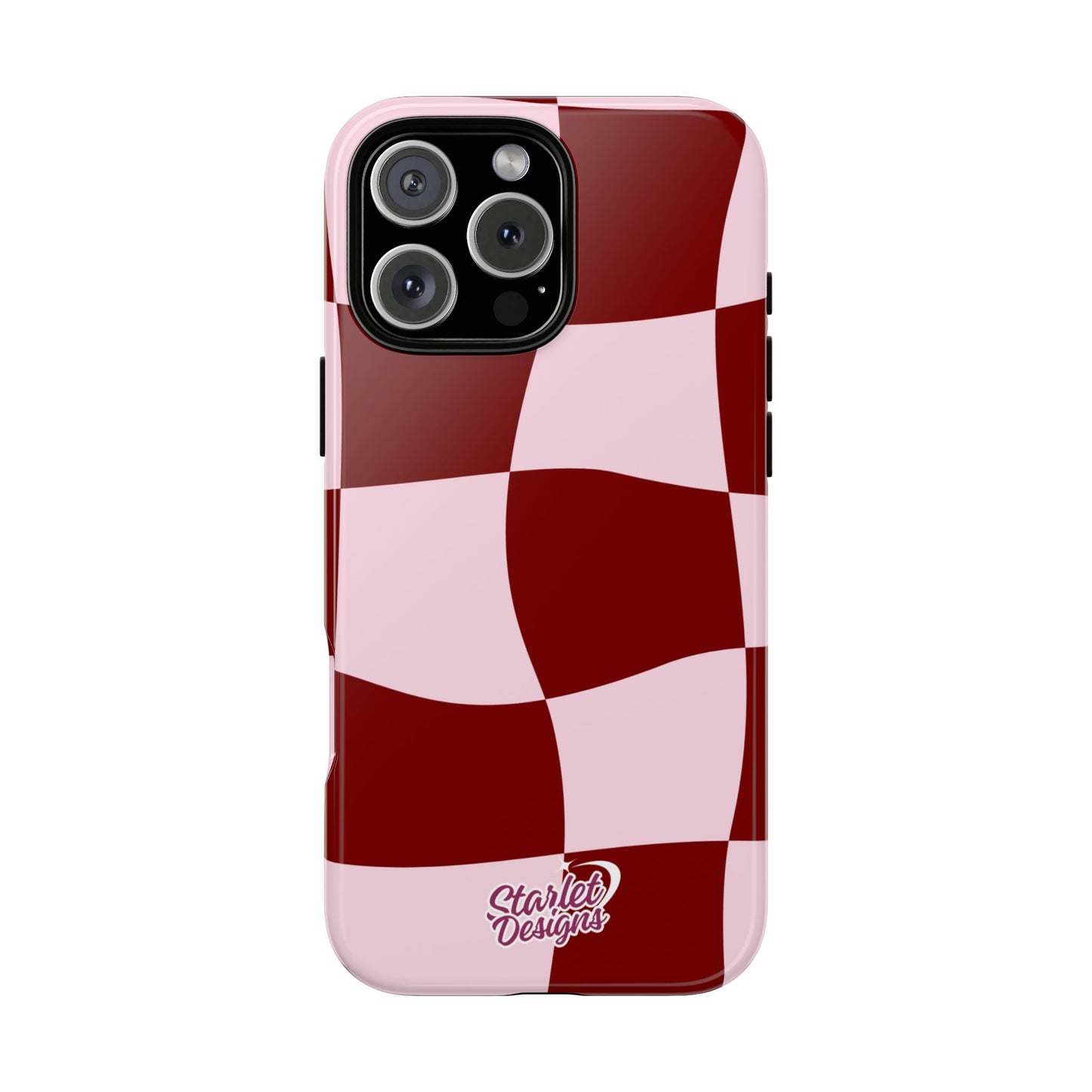 Red & Pink Wavy Checkerboard Tough Phone Case