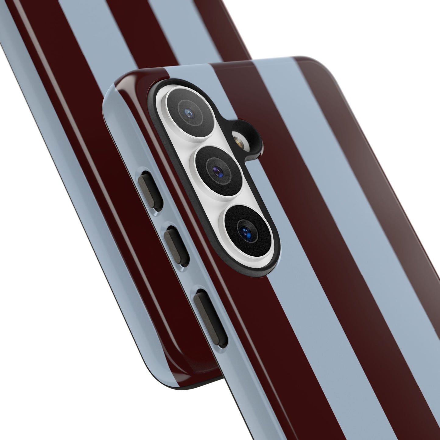 Chocolate Brown & Light Blue Striped Tough Phone Case