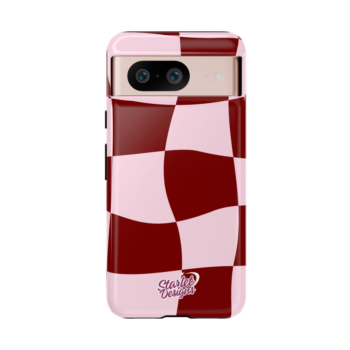 Red & Pink Wavy Checkerboard Tough Phone Case