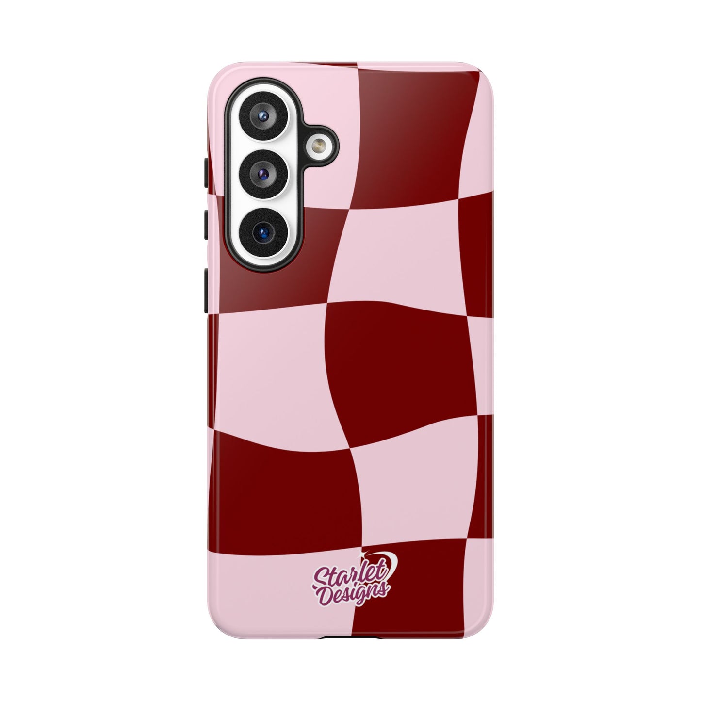 Red & Pink Wavy Checkerboard Tough Phone Case