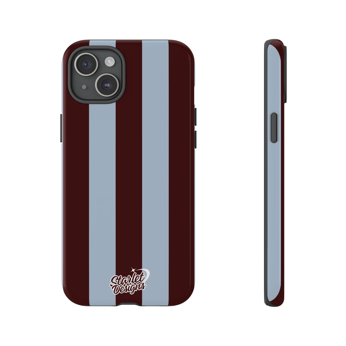 Chocolate Brown & Light Blue Striped Tough Phone Case