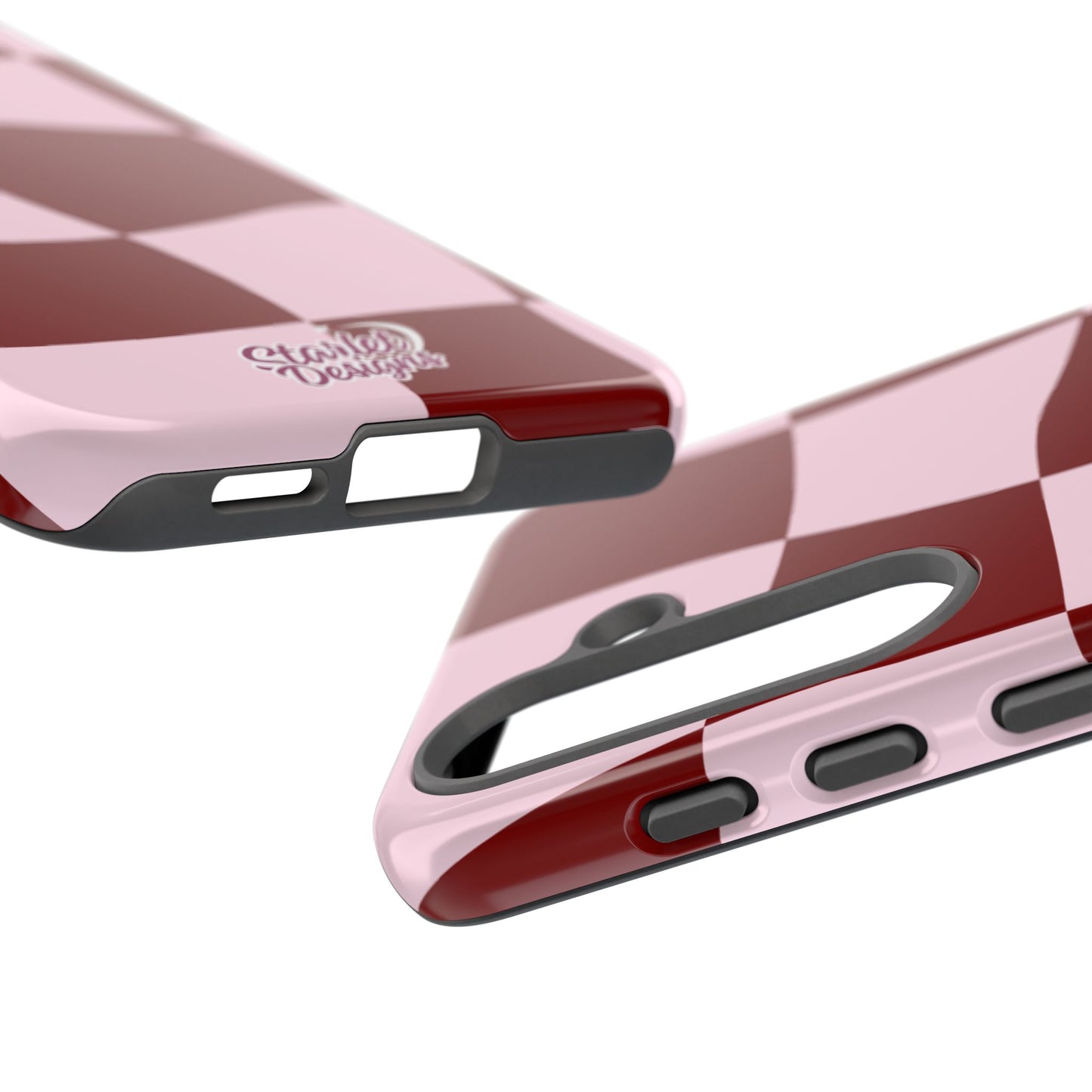 Red & Pink Wavy Checkerboard Tough Phone Case