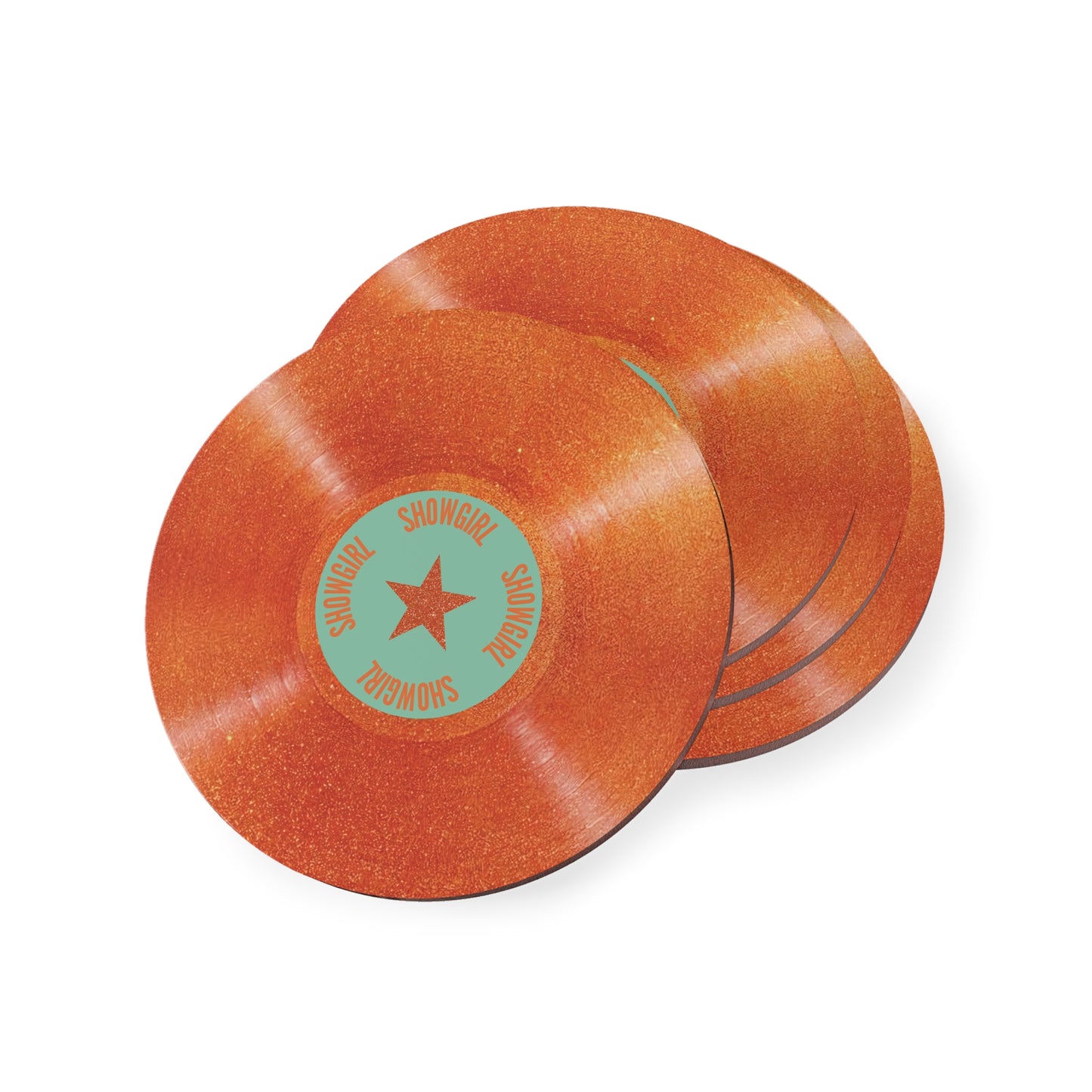 Orange Vinyl Record Showgirl Coasters