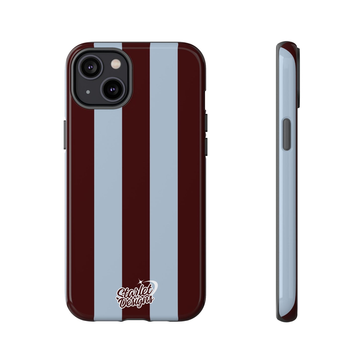 Chocolate Brown & Light Blue Striped Tough Phone Case
