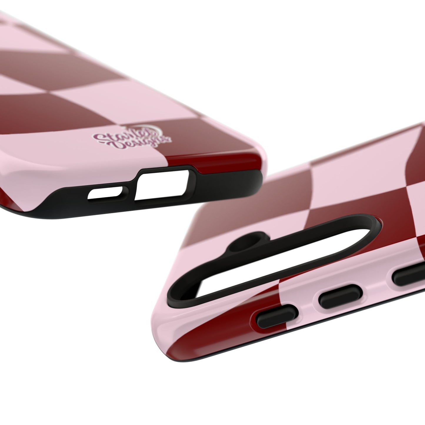 Red & Pink Wavy Checkerboard Tough Phone Case