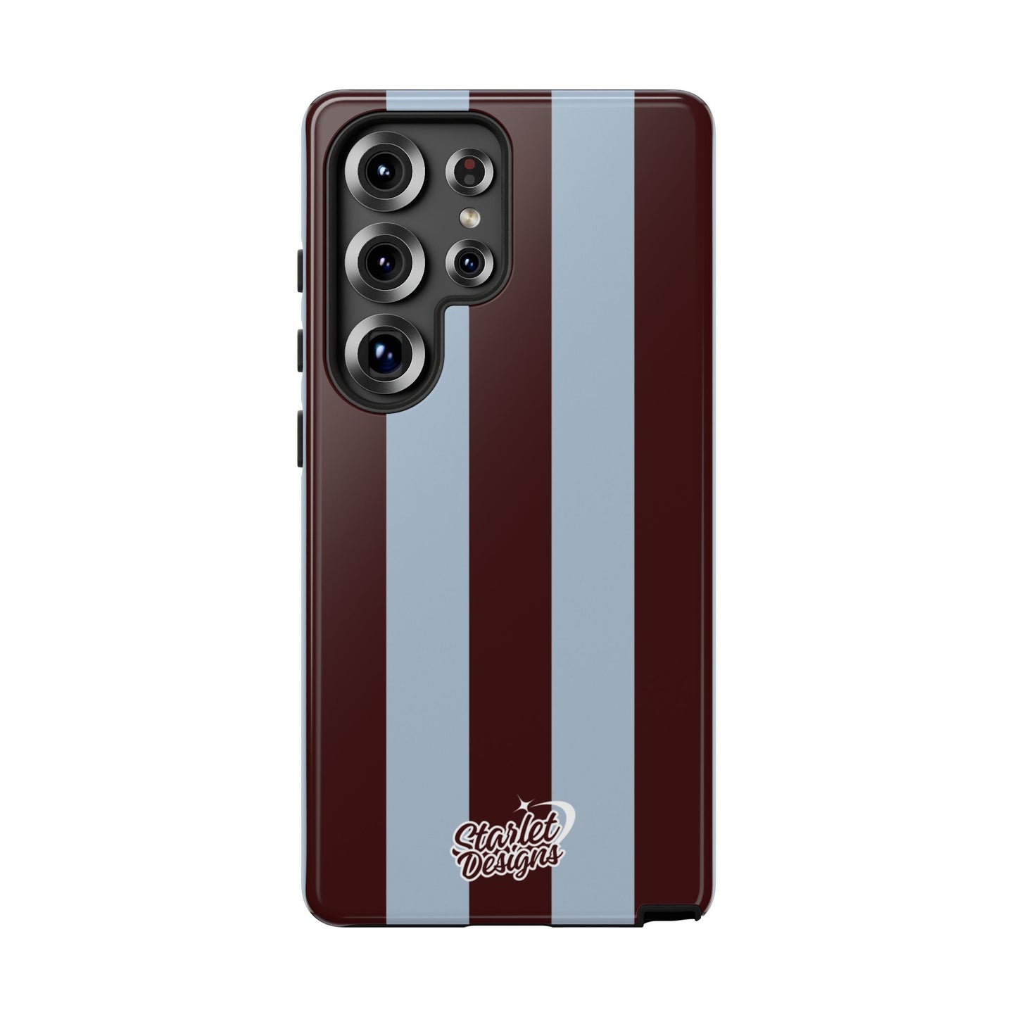 Chocolate Brown & Light Blue Striped Tough Phone Case