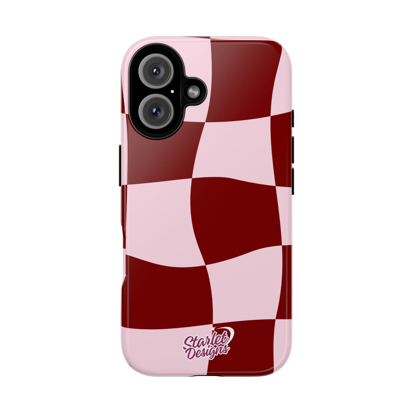 Red & Pink Wavy Checkerboard Tough Phone Case