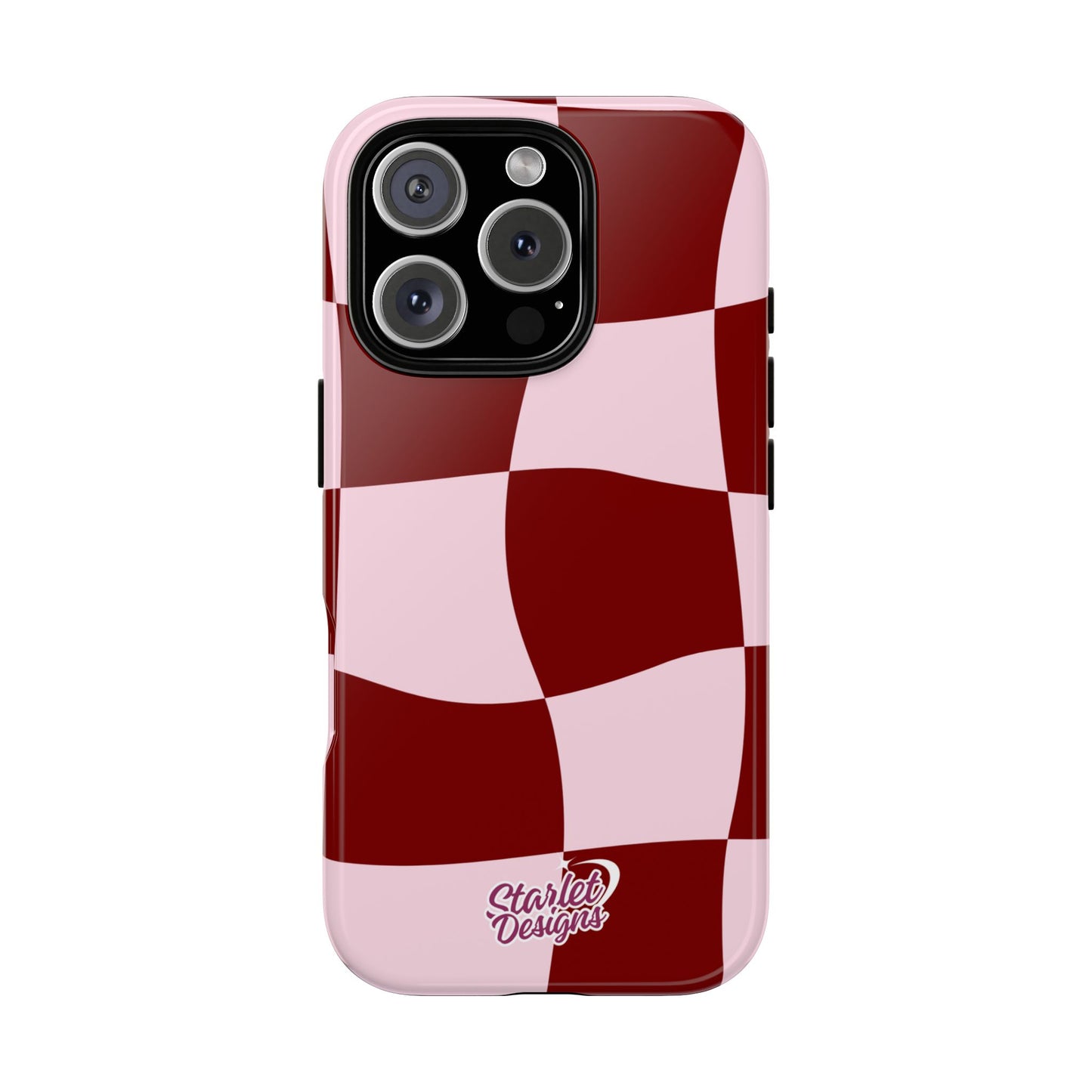 Red & Pink Wavy Checkerboard Tough Phone Case