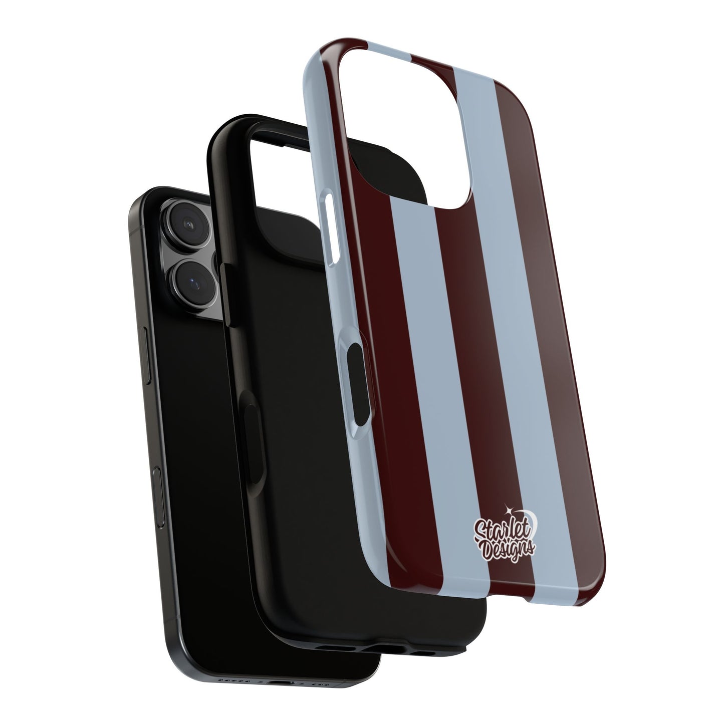Chocolate Brown & Light Blue Striped Tough Phone Case