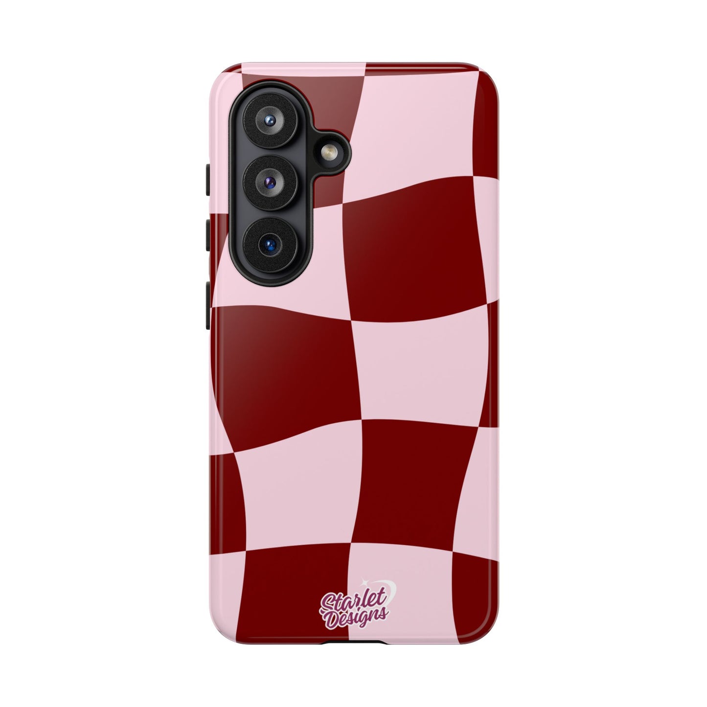 Red & Pink Wavy Checkerboard Tough Phone Case
