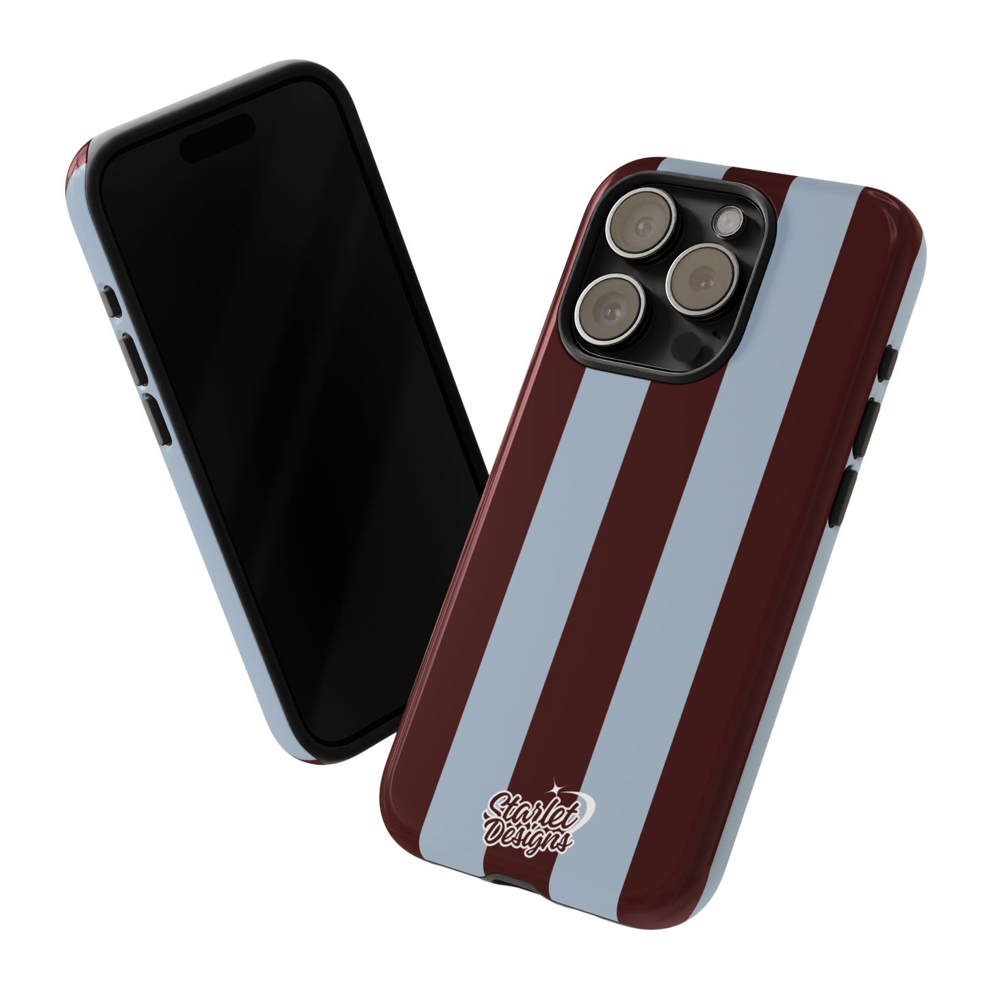 Chocolate Brown & Light Blue Striped Tough Phone Case