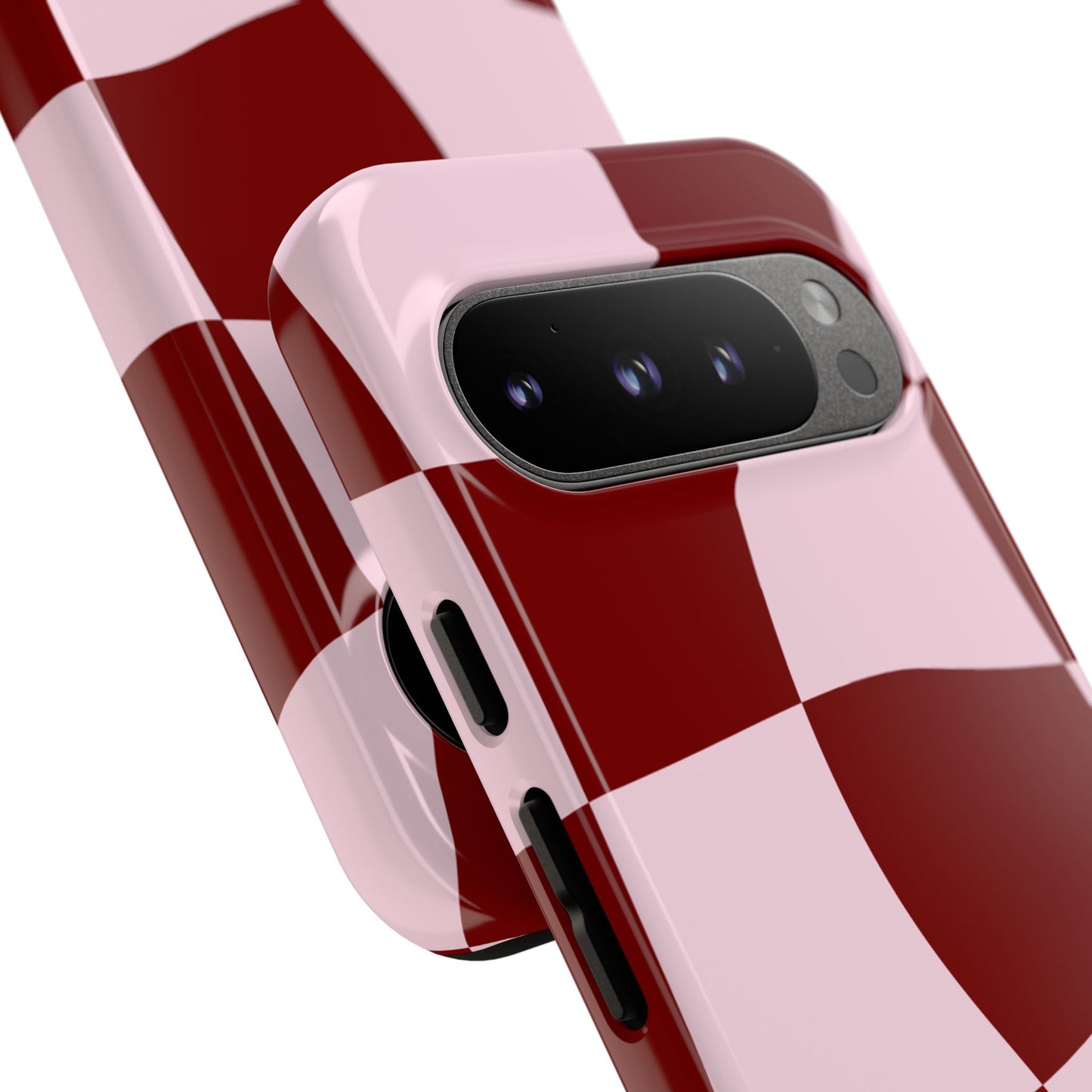 Red & Pink Wavy Checkerboard Tough Phone Case