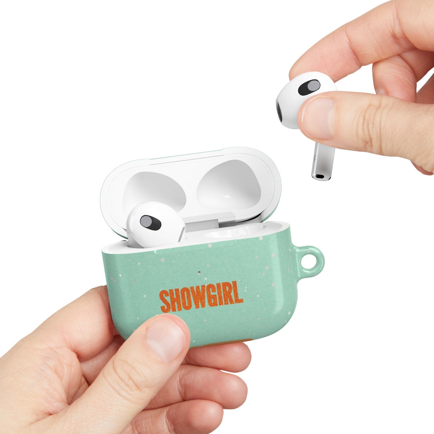 Mint Green Sparkly Showgirl-Themed Airpods Case | Pro Gen 1, Gen 3, Gen 4